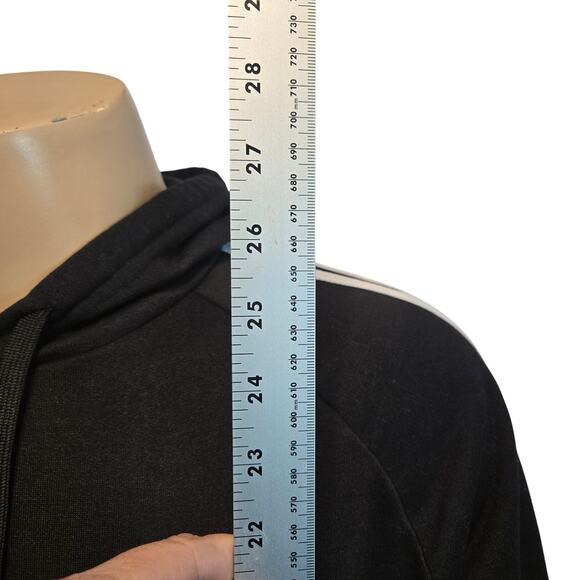 Adidas Hoodie Pullover Classic Black with 3 White Stripe Men's Large - Picture 5 of 7